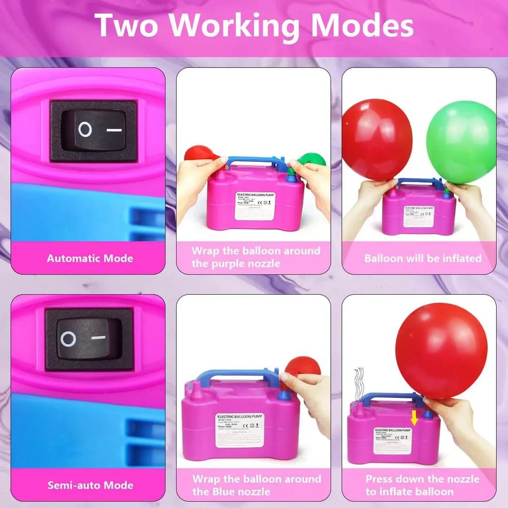AC dual hole balloon blowing pump, portable birthday party and holiday banquet balloon accessories, electric air blowing pump