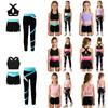 Kids Girls 3Pcs Sports Set U Neck Cross Back Keyhole Cropped Vest with Contrast Color Pants Shorts for Running Workout Yoga