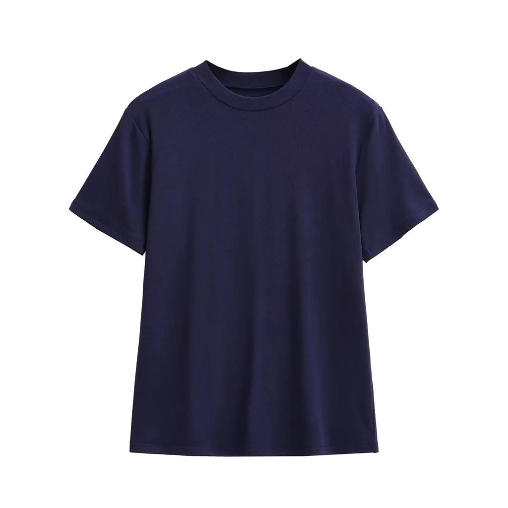 Women's Basic Round Neck Loose Short Sleeve T-shirt, Elegant Versatile Casual Pullover Top