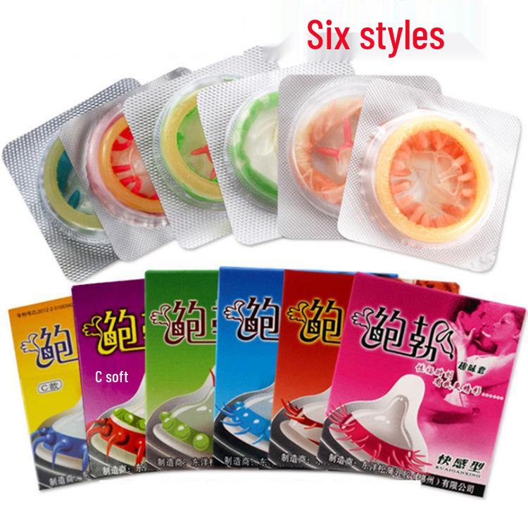 Set Regalo Condom Divertenti Bob Erotici - 6 pz (Stile C e D, Borchiato, Dente di Lupo) Prodotti per adulti