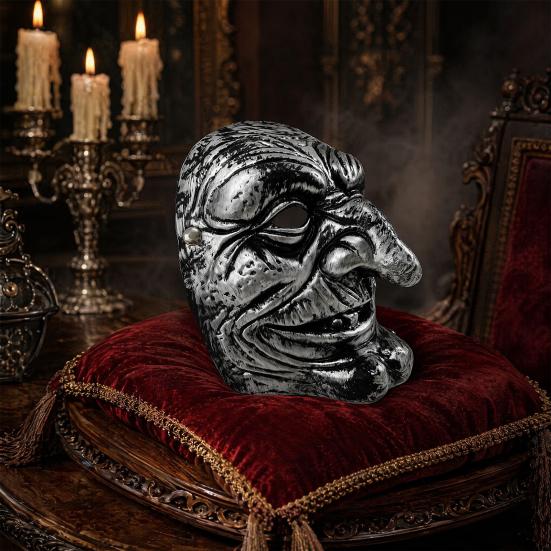 Accessoire d'Halloween Masque de Clown Vintage, Accessoire Effrayant Or Argent Atmosphère Sombre Masque de Fête pour Fête, Costume de Mascarade Effrayant Hanté