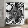 Luxurious Modern Black And White Abstract Shower Curtain Bathroom Decor With Rod Set For Hotel Style Bathrooms (W180Cm X H245Cm)