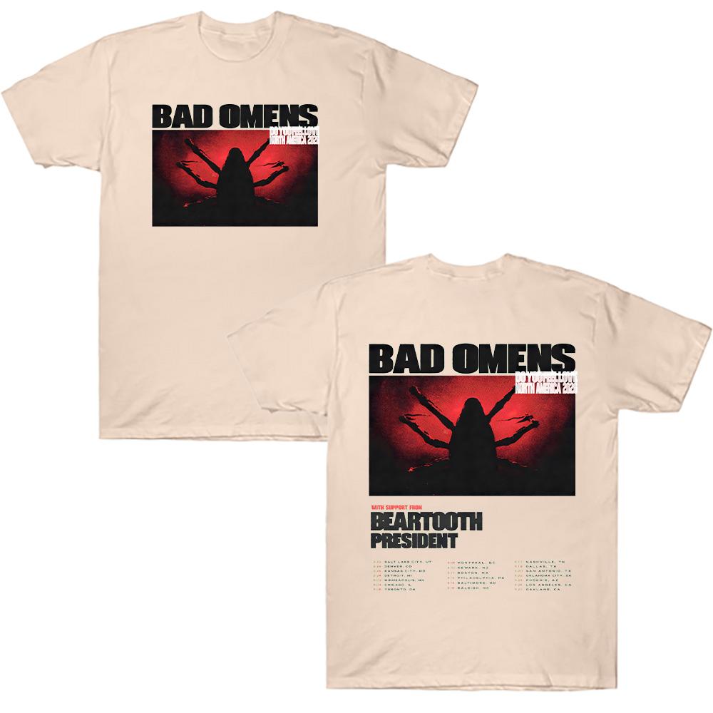 Do You Feel Love Tour 2026 T-shirty Koszulki zespołu Bad Omens Męskie Damskie Moda Hip Hop Streetwear Krótki Rękaw Ubrania Bawełniana Koszulka