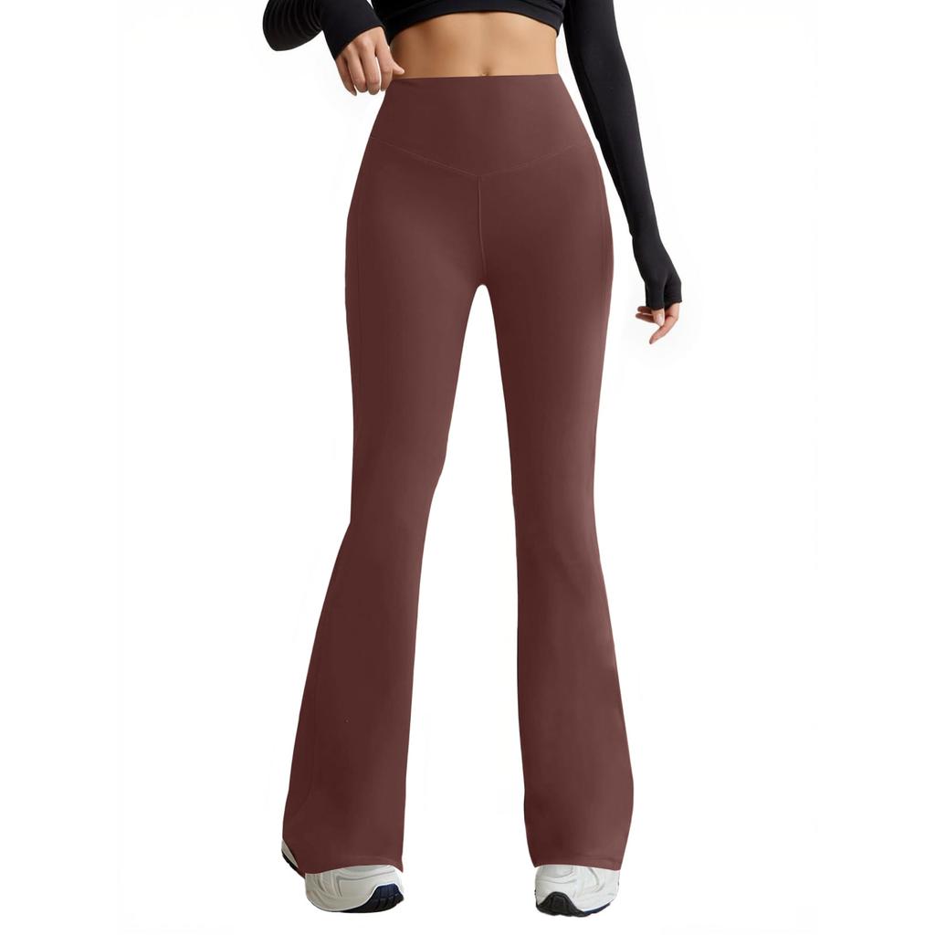 Damen Yoga-Hose mit hoher Taille und weitem Bein mit Taschen