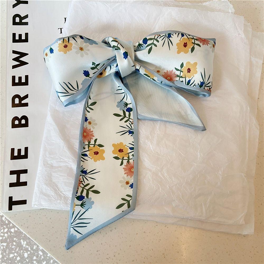 French Pastoral Style Hair Tie Elegant Rose Plum Blossom Bag Strap Bag/Hair Accessories Silk Scarf Headband Women Girls