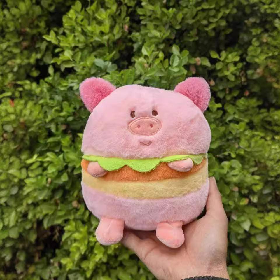 Creative burger pig doll plush toy cute fun burger dog burger bear burger capybara doll birthday gift
