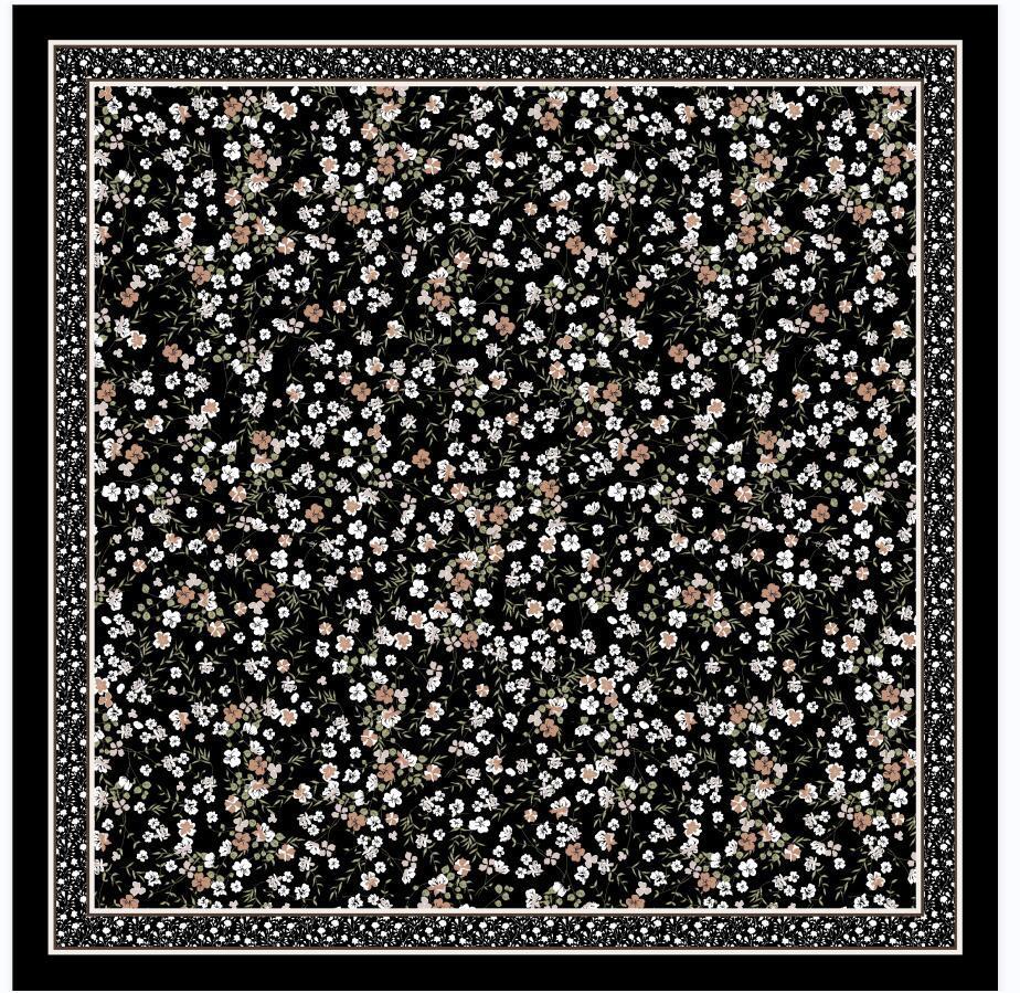 Bali Printed Cotton Square Scarf With Warmth Sunshade Dustproof For Women Small Flower