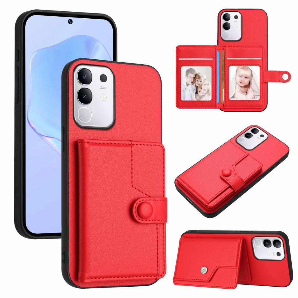 For vivo T4x 5G/vivo Y300t 5G/vivo iQOO Z10x 5G/vivo Y29 4G Case RFID Blocking Card Holder Kickstand TPU + PU Leather Phone Back Cover