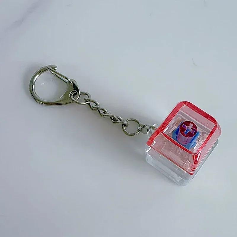 Fingertip Button Keychain Fidget Toy LED Keyboard Key Cap Key Chain Mechanical Switch Keyring Stress Relief Gadget