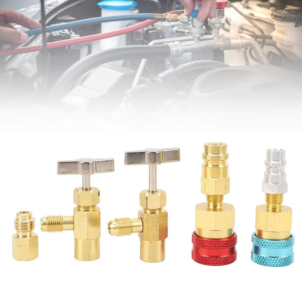 R1234YF to R134A Quick Coupler Kit, Self Sealing, High Pressure Adapter, Car AC Charging, Brass Material, Construction Tap