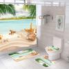4pcs Beach Shells Shower Curtains Set Summer Waterproof Shower Curtain Anti-slip Mat Toilet Cover Set Marine Style Bathroom Deco
