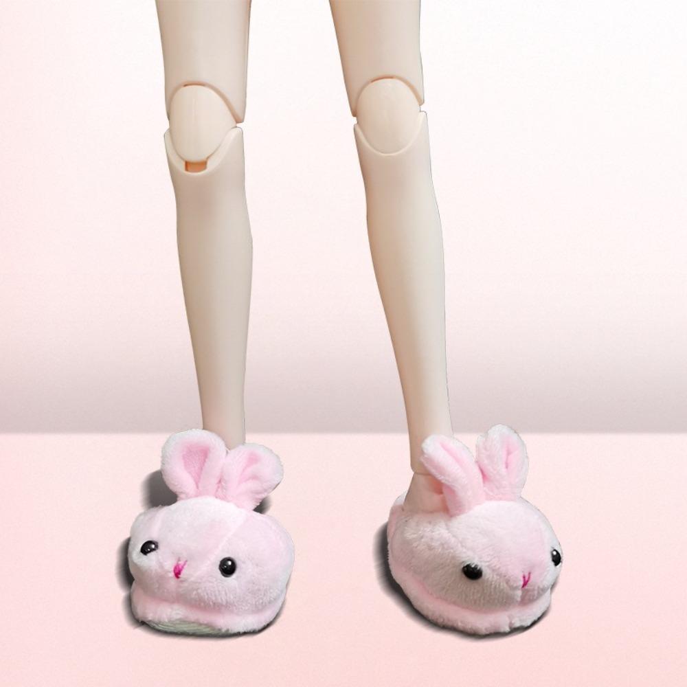 Rabbit Bear Doll Slippers Cartoon Animal Doll Accessories Lovely Mini Plush Shoes  1/4 BJD Dolls