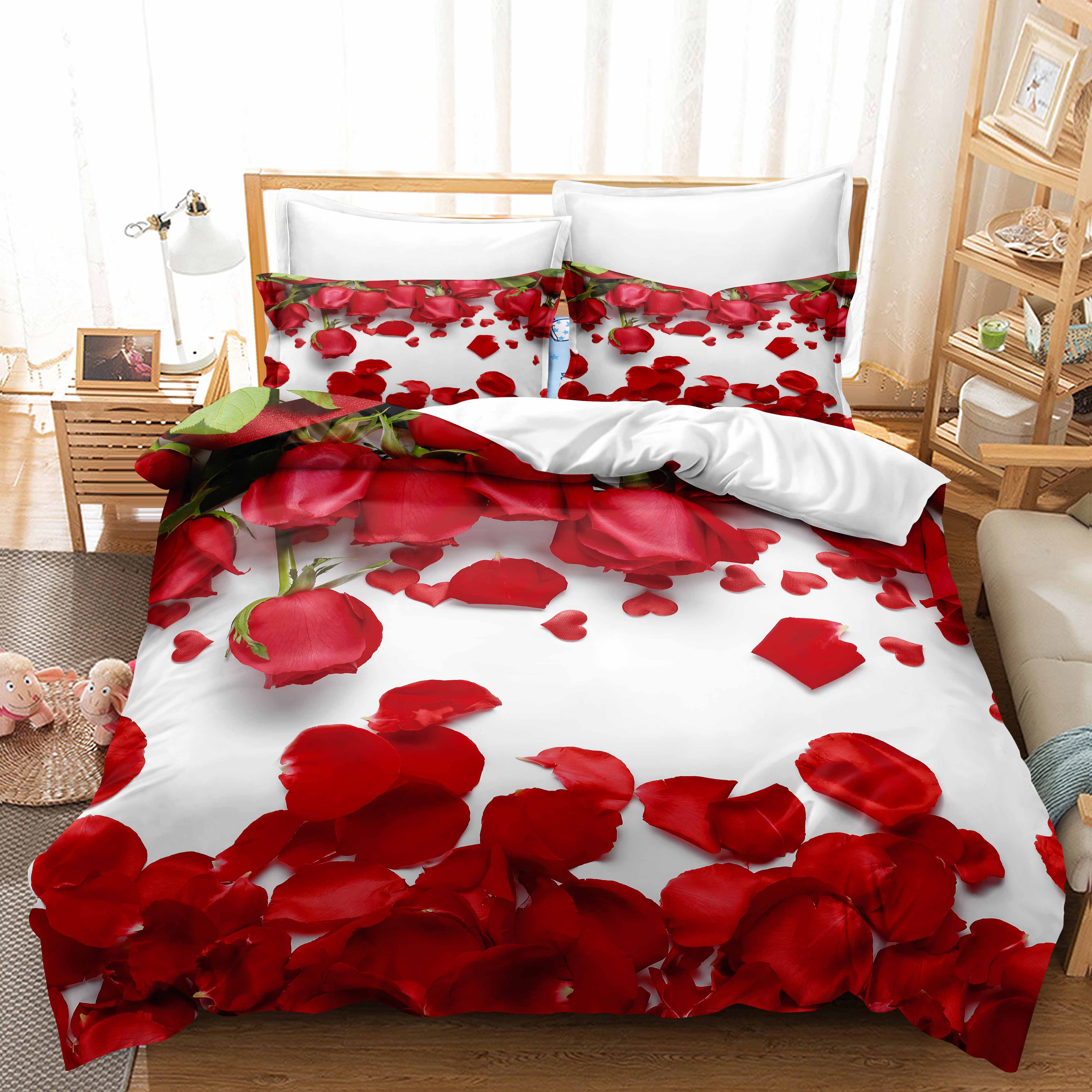 

3D Modern Romantic Love Series Комплект постельного белья Love Flower Пододеяльник и наволочка AU180 * 210 Супер большой размер Пара Комната Мягкое украшение для дома DE 100x135cm