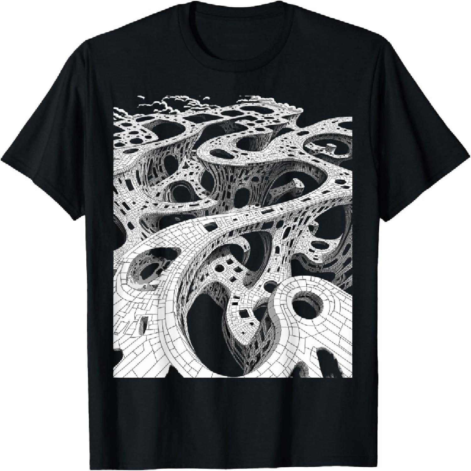

Surreal Black White Abstract Optical Illusion T-Shirt XXXXXL