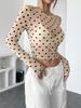 Spring/Summer 2025 Polka Dot Mesh Slim Fit Long Sleeve Women's T-Shirt