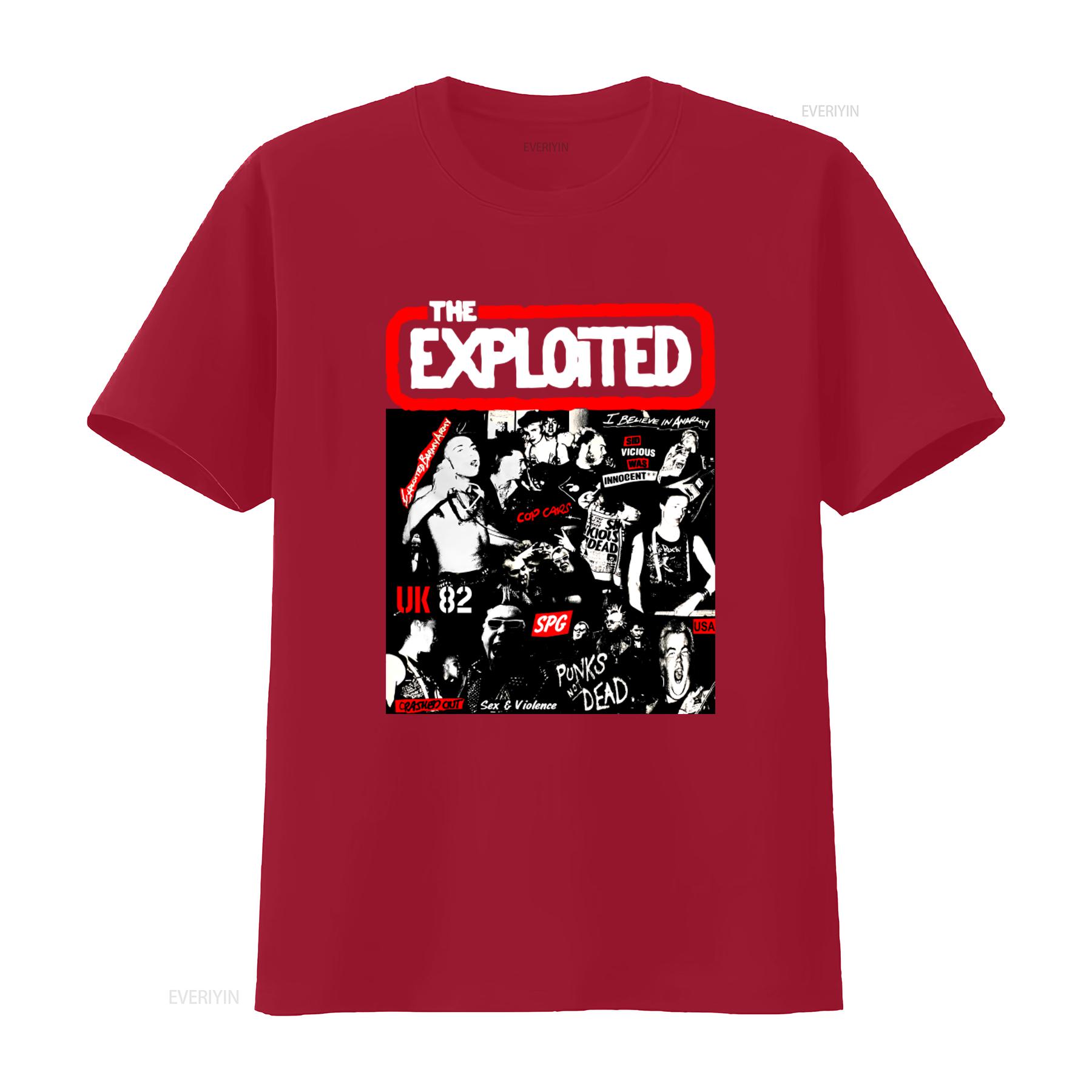 

The Exploited Sid Vicious Punk Band T Shirt Black Cotton Kh2930 UK 82 SPG USA Rock Style vintage Washed fashion Comfortable S