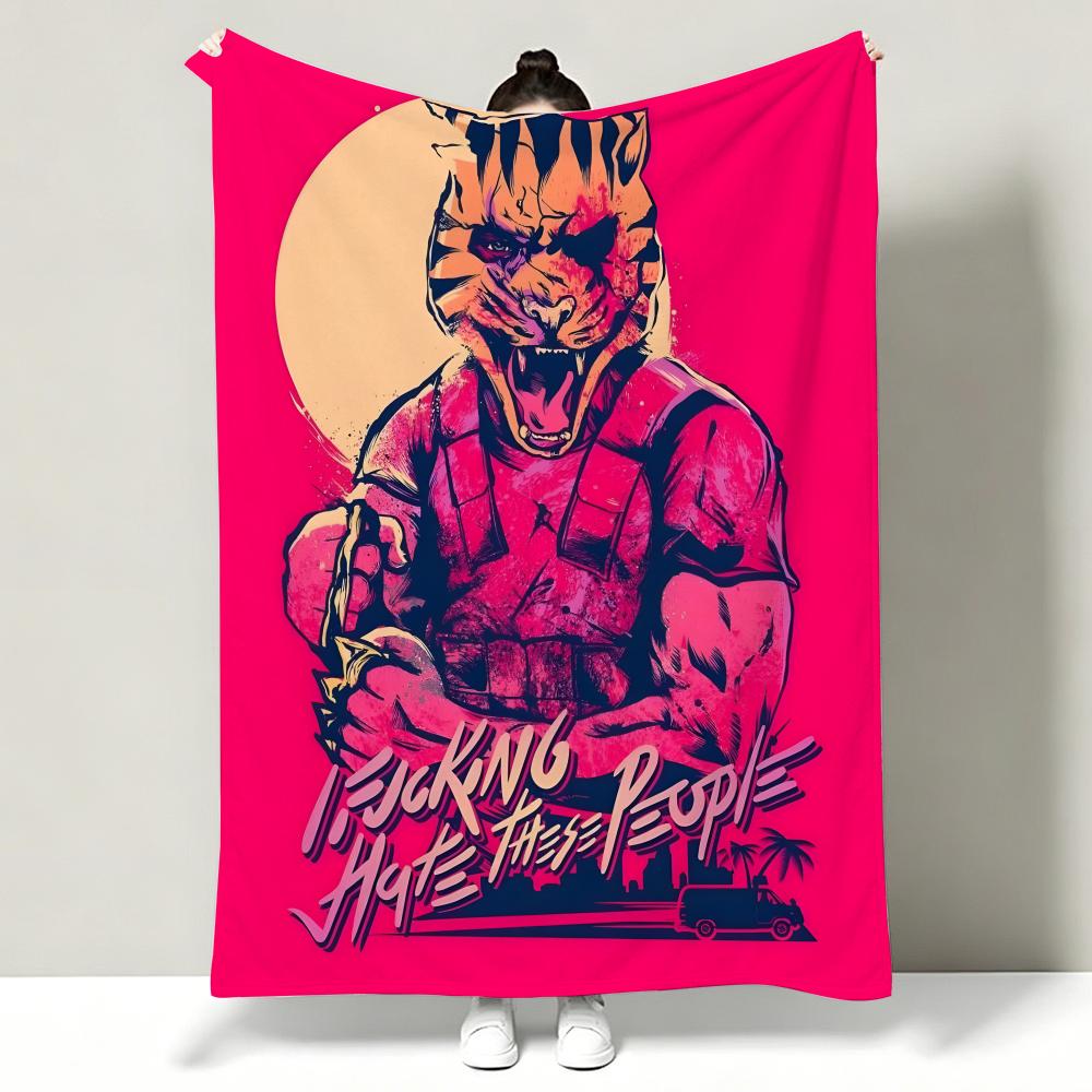 Game HHotline MMiami Throw Soft Warm Flannel Throw Blanket Multiuse for Sofa Bed Office Nap