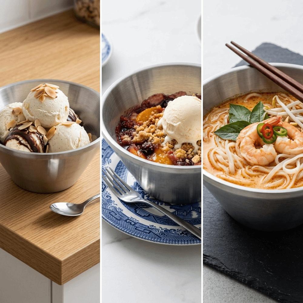 Double Layer Rice Bowl Rustless Steel Shaved Ice Bowl Multi purpose Noodle Bowl  Home Meal