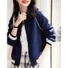 Women's Spring & Autumn 2023 Waffle Knit Baseball Jacket - Velvet, Casual Sportswear Top