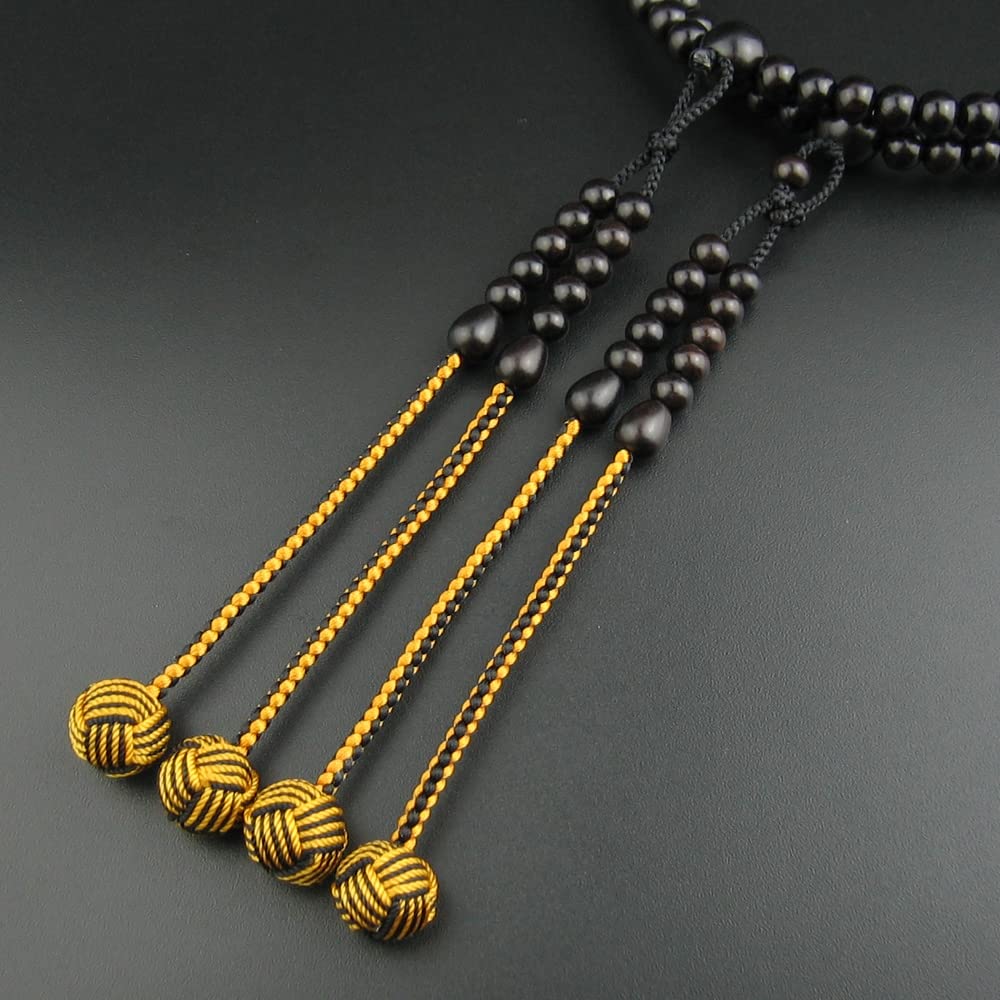 Men's Rosary 12-inch Zhenfen ruler Includes rosary pouch Koyasan Honren (Black/Gold-brown two-tone Oda-maki tassel)