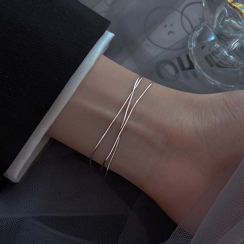 Fashion Multilayer Snake Bone Chain Bracelet For Women Simple Silver Color Geometric Bracelets Jewelry Party Gift