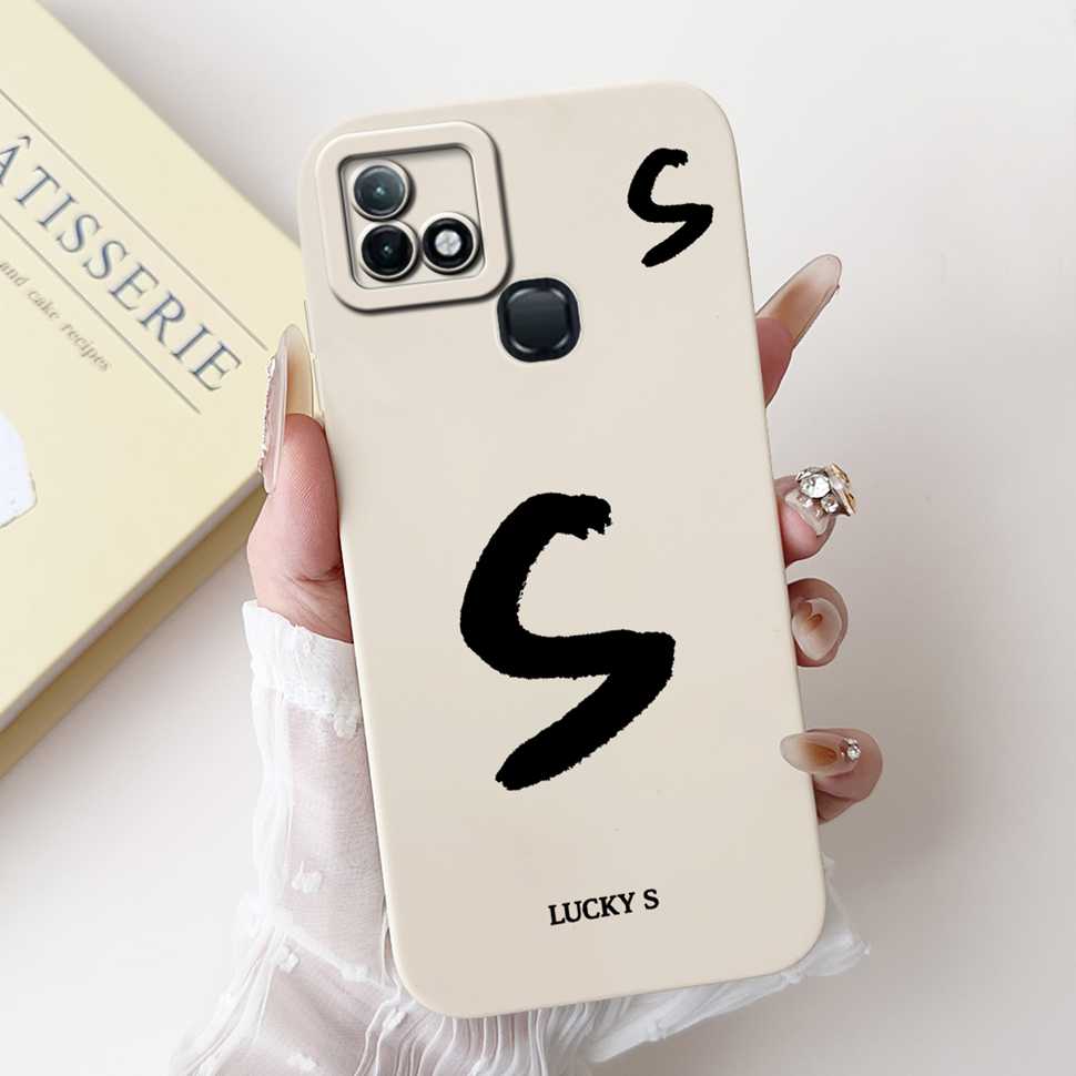 For Infinix Hot 10i X659B Case White Lucky Letters A-Z Soft Silicone Cover For Infinix Hot10I Smart 5 Pro 6.52 " Phone Cases