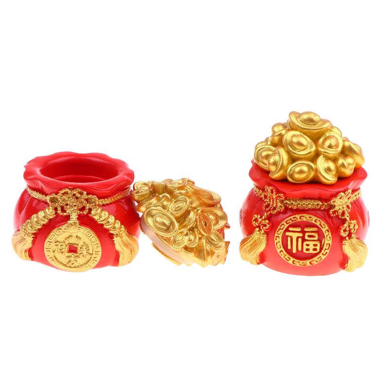 Fortunate Resin Chinese Money Bag Prosperity Figurine for Desk Home Wealth and Fortune Decor