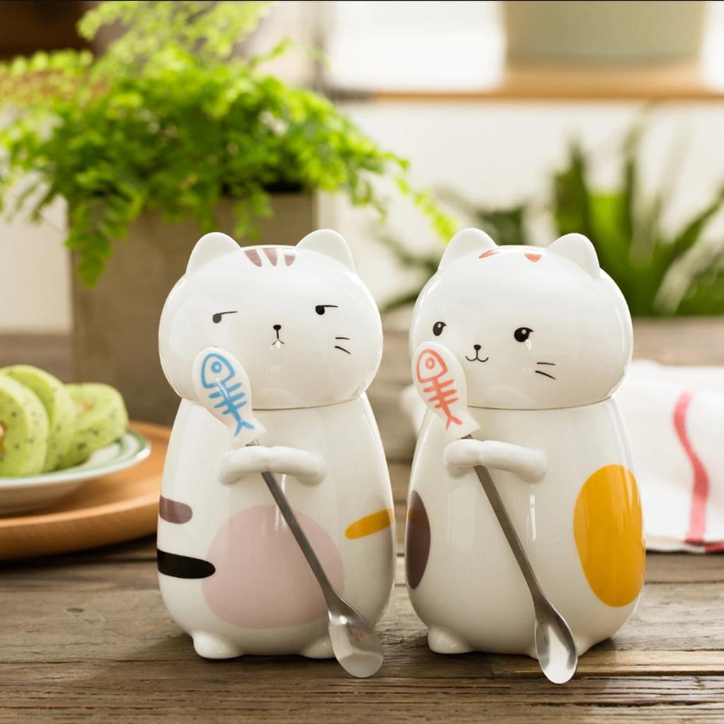 Kreative 3D Kawaii Katze Trinkbecher Niedliche Kaffeetassen Becher Keramik Wasserbecher Milchkaffeetasse Lustiges Tier Lieblicher Trinkbecher