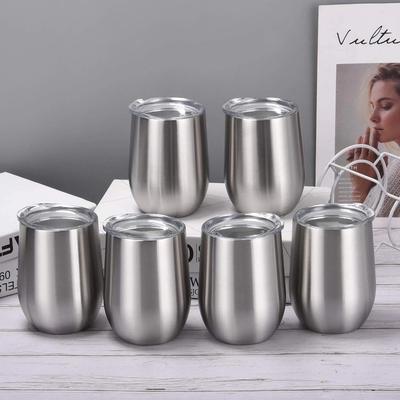 12oz Edelstahl-Weinglas mit Deckel, Doppelwandig vakuumisoliertes stielloses Tumbler-Glas, Kaffeetasse für kalte und heiße Getränke