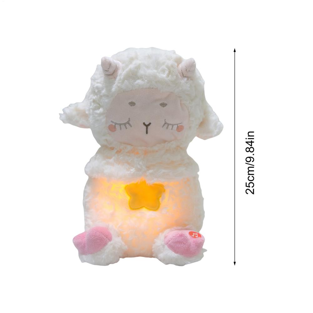 

Дышащая овечка плюшевая игрушка успокаивающая кукла детский компаньон для сна музыкальные игрушки многофункциональная помощь для сна для младенцев