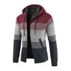 Mens Winter Cardigan Striped Zipper Hoodie Outwear Tops Sweater Blouse Coats