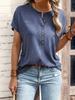 T-shirt da donna estiva a maniche corte con scollo Henley, casual, vestibilità ampia, top basic multicolore