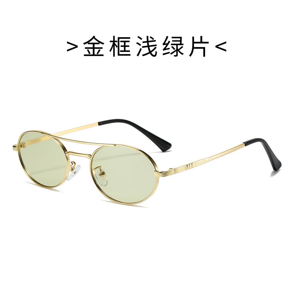 Lunettes de soleil ovales vintage à double barre en métal à petite monture tendance pour hommes et femmes, lunettes de soleil cool