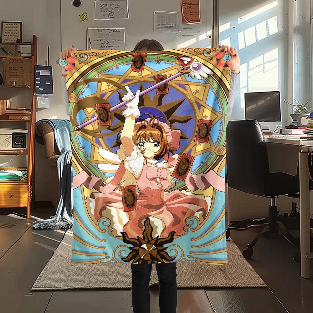 1Pc Cardcaptor Sakura Print Flannel Blanket, High Quality Comfortable for All Seasons, Home Decor, Warmth and Comfort, Perfect for Christmas Gifts