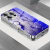 Abstract Blue Light Neon Honeycomb Pattern Electroplated Glass Case For iPhone 17 16 15 14 13 12 Pro Max Plus 16E 17 Air Cover