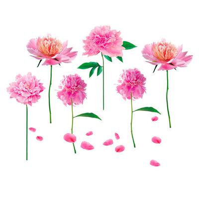 [Q8306] - Sheet of Stickers 'Peonies' Pink - 50x70 Cm