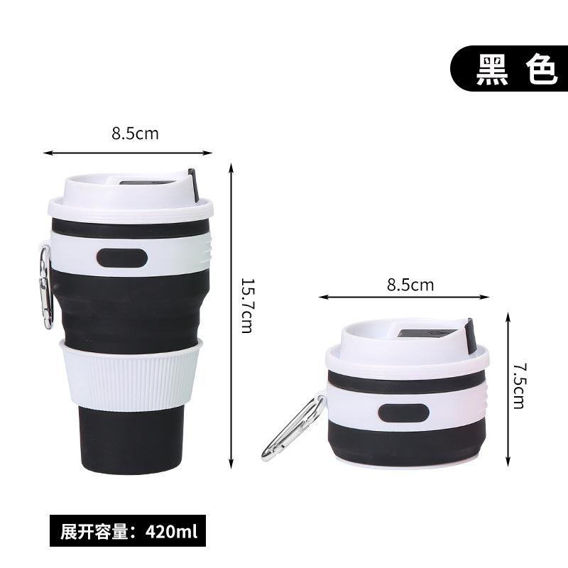 Outdoor Foldable Portable Silicone Coffee Cup, Drop-resistant Food-grade Environmentally Friendly Beverage Cup, Silicone Water Cup with Lid