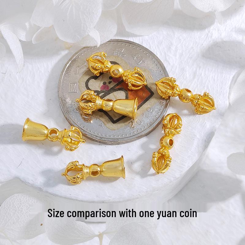 Gold-Plated S925 Sterling Silver Vajra Pestle Spacer Beads for DIY Braided Rope Beading Wenwan Accessories.