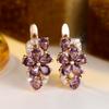 Exquisite Blue Green Purple Pink Zircon Flowers Drop Earrings for Women Gold Color Wedding Party Jewelry Gift