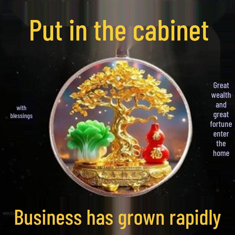 

30mm Baicai Gold Tree Fu Gourd Time Gem Alloy Pendant