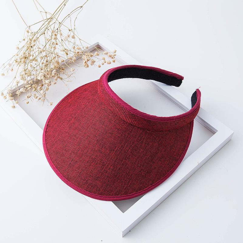Women's Ladies Summer Weave Straw Empty Top Beach Cap Clip-On Large Wide Brim UV Protection Breathable Sun Visor Hat Girl Hat