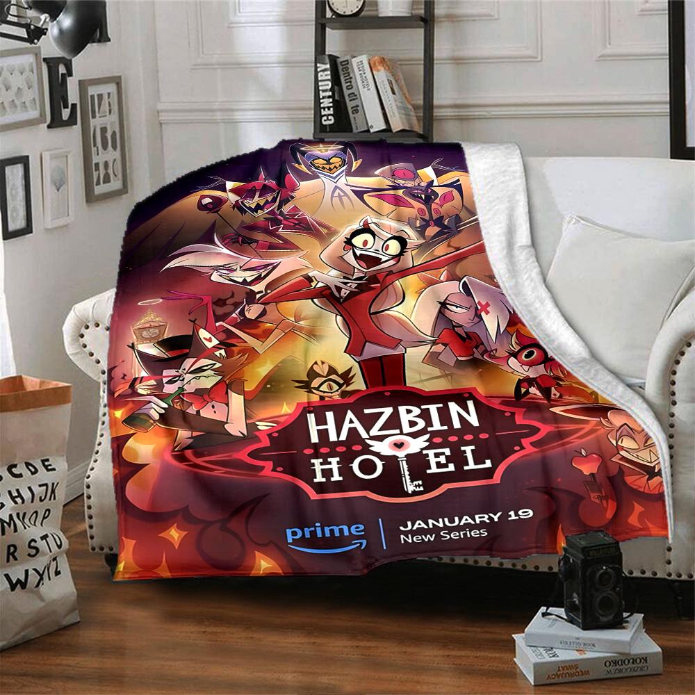 Hazbin Hotel Poster Art Flannel Blanket Super Soft Warm Cozy Blanket for Sofa Bed Office Travel All‑Season Home Decor Gift