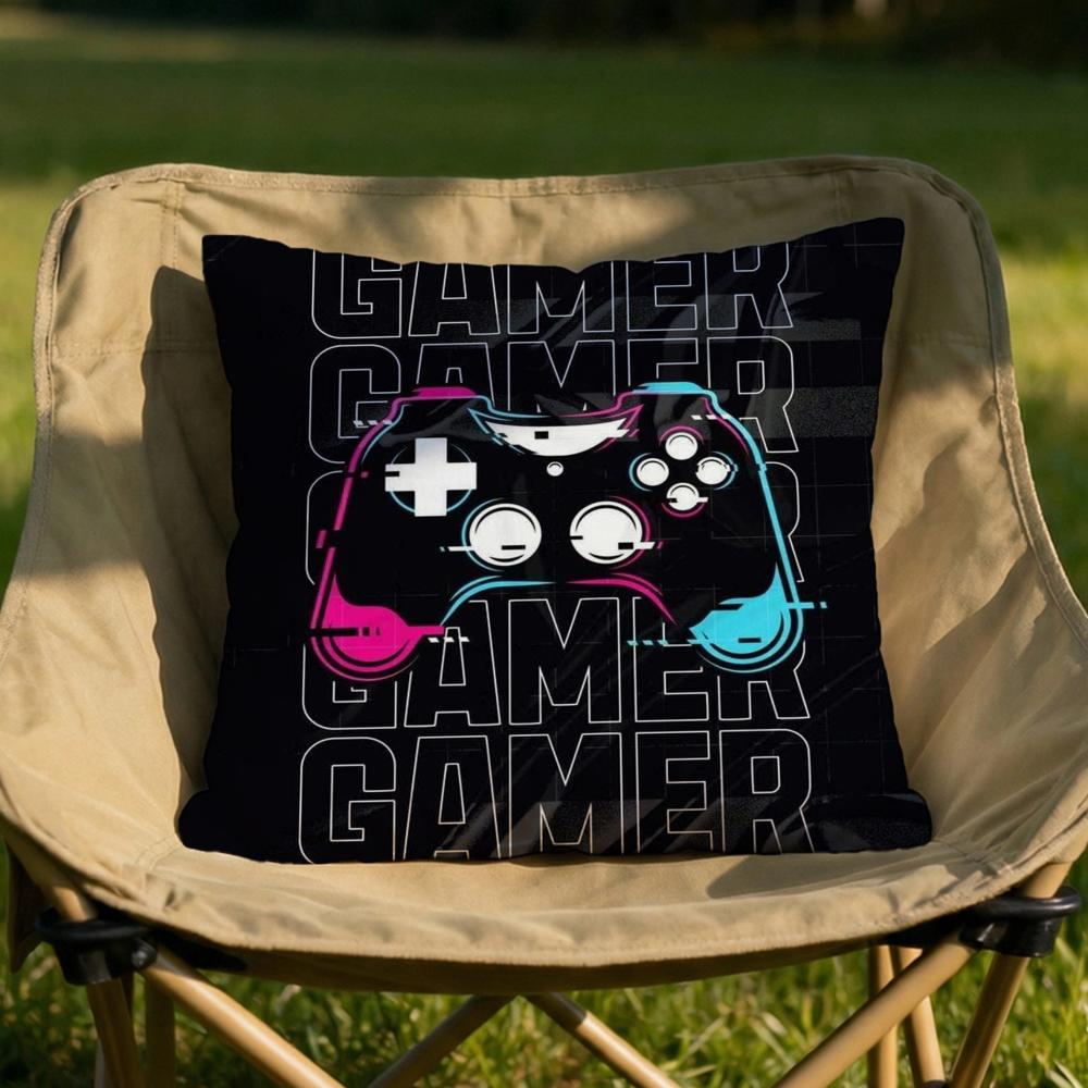 Colorful Graffiti Gamepad Cushion Cover Soft Reversible  Durable Pillow Cover  MultiScene Use for Home  Car Daily Comfort