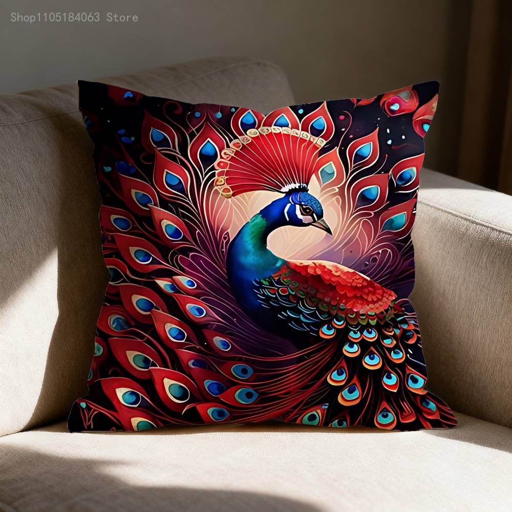 Mandala Peacock Pattern Throw Pillow Case For 30x30cm 40x40cm 45x45cm 50x50cm 55x55cm Square Sofa Pillowcase Shell