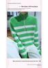 LeKasha Mink Cashmere Half-Zip Color Block Stripe Sweater