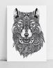 Poster Black and White Wolf Sketch Illustration