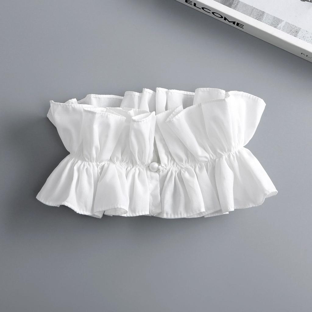 Women's Solid Colour Black White Vertical Cotton Fake Collar Ruffled Neck Collar Fashion Lace False Collar Four Seasons