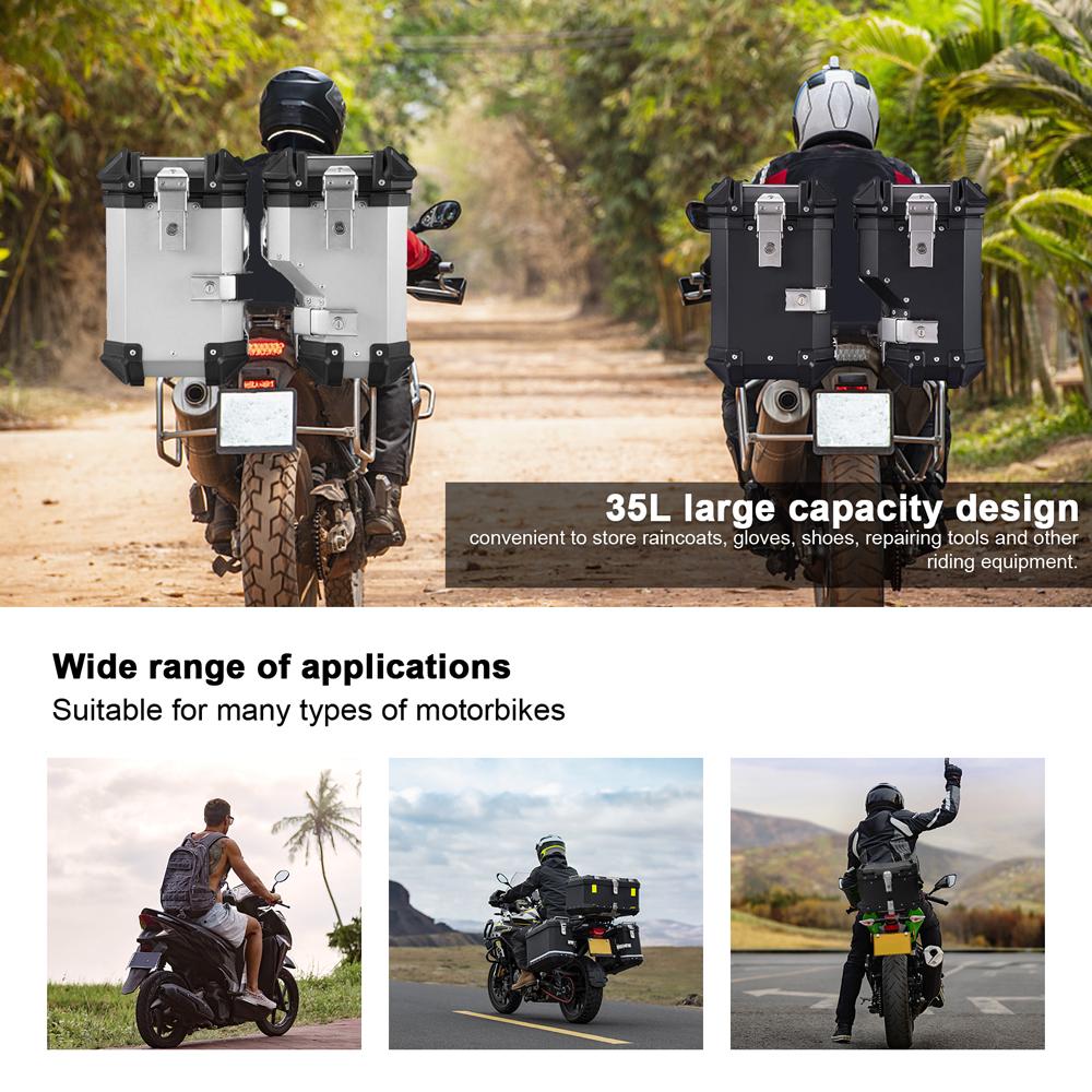 1 Pair 35L Motorcycle Side Storage Box Aluminum Alloy Luggage Case Quick Release Motorbike Side