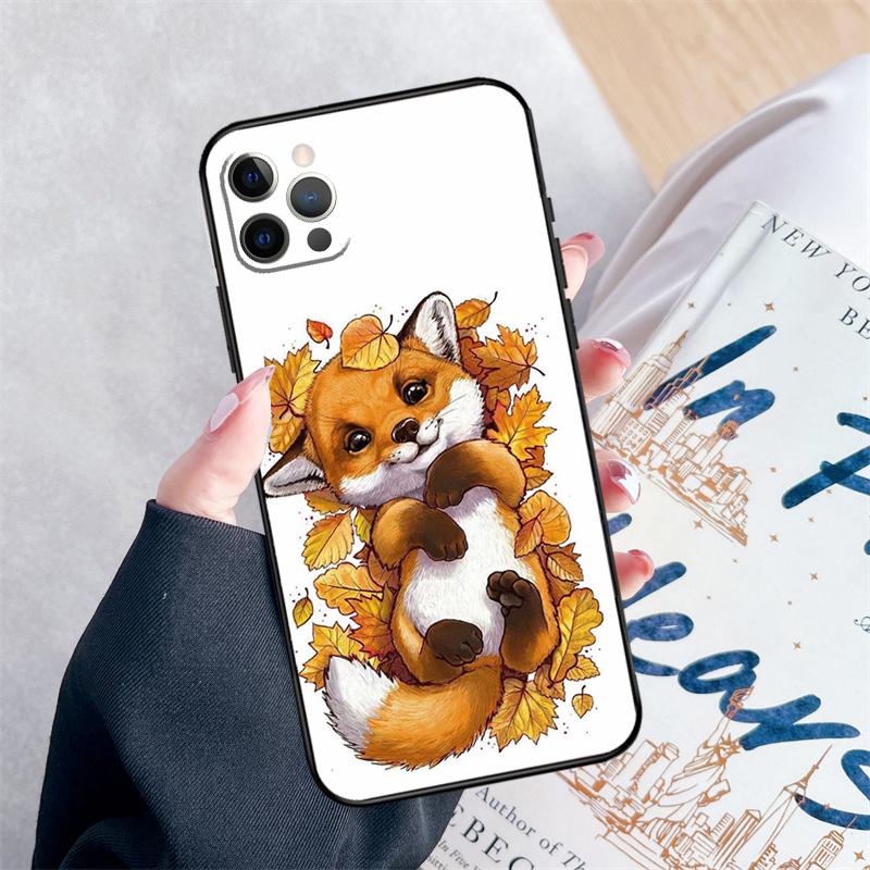 Herbstlaub Fallender Fuchs Handyhülle Für iPhone 14 15 16 Pro Max 12 13 Mini 11 Pro Max XR 15 16 Plus 16e Hülle Coque