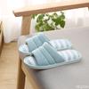 Fashion Soft home couple indoor slippers women's thick soled bedroom slippers striped cotton women's open toed slippers